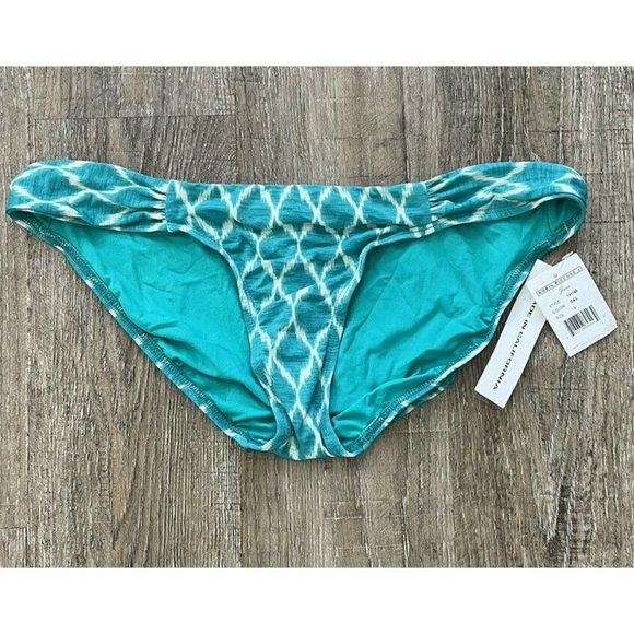 Robin Piccone Womens Print Bikini Swimsuit Bottom Oasis Green White Sz Large - Picture 1 of 2